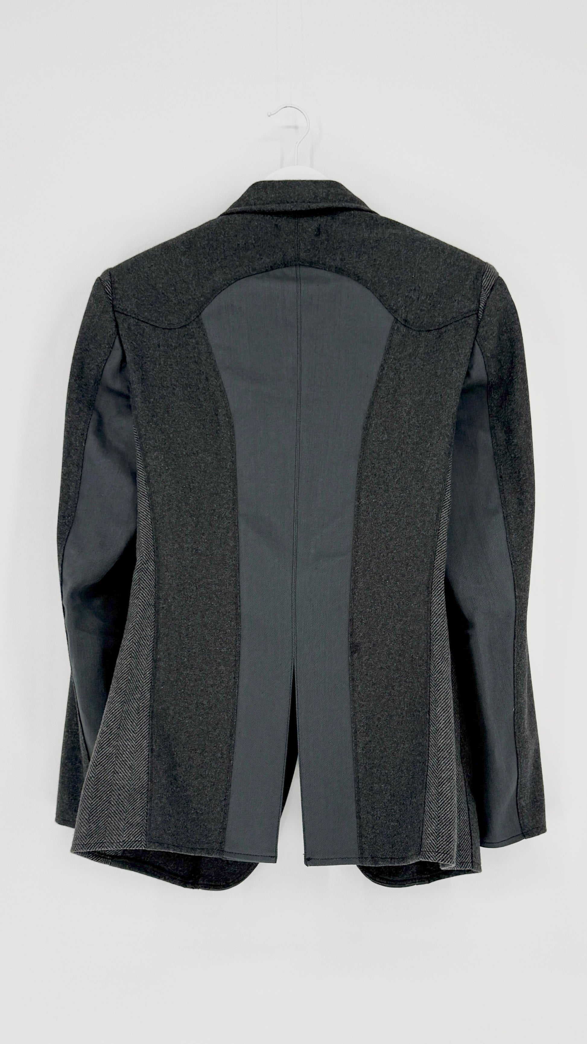 Dark gray blazer on a white background