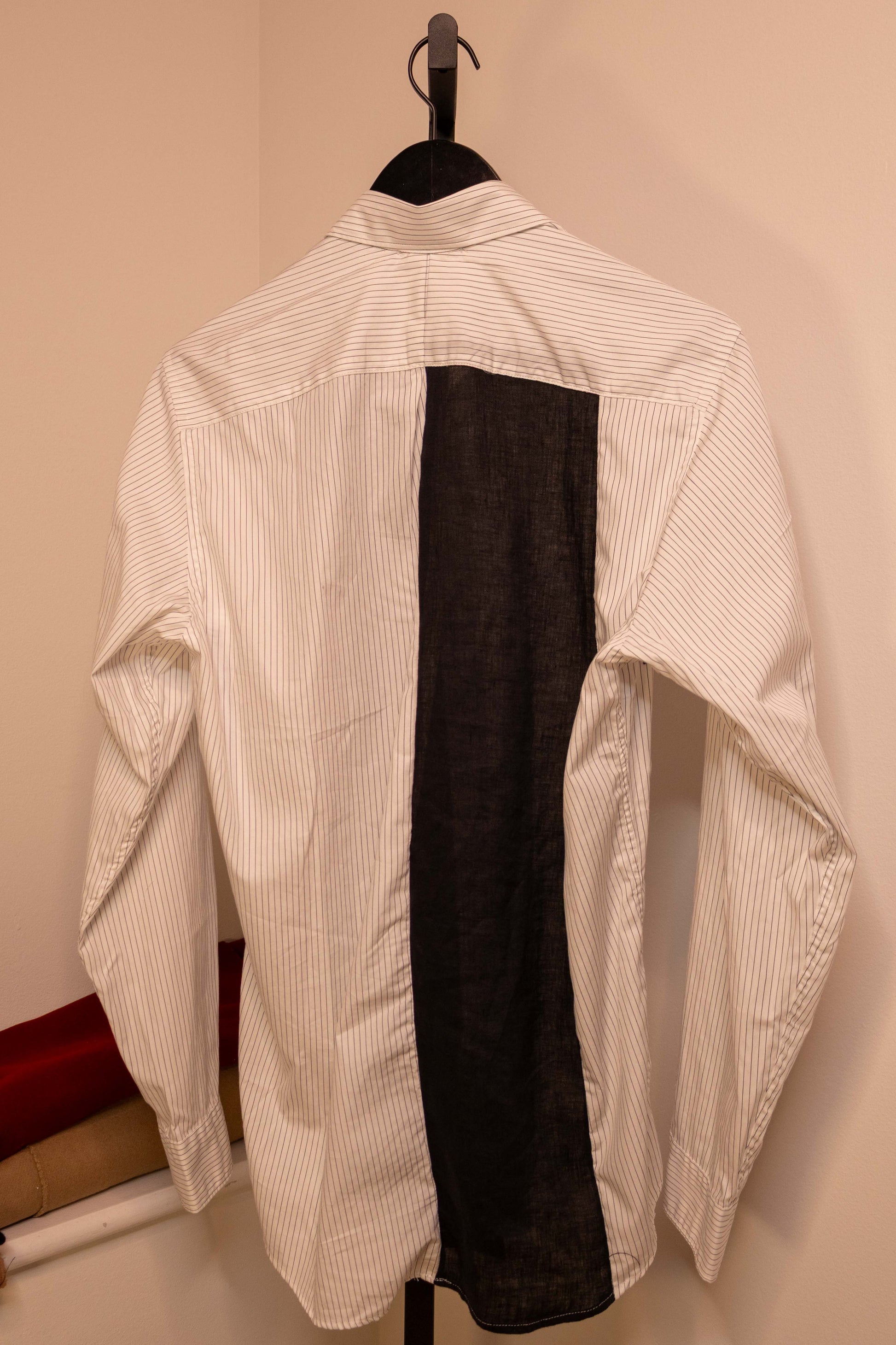 Long-Sleeve Panel Shirt in Pinstripe & Black — back