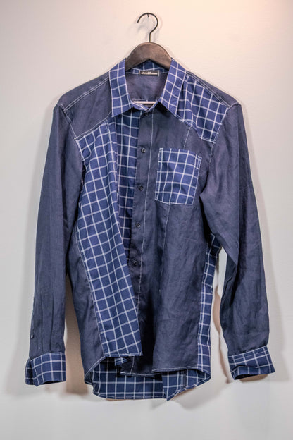 Patchwork Panel Shirt — Navy