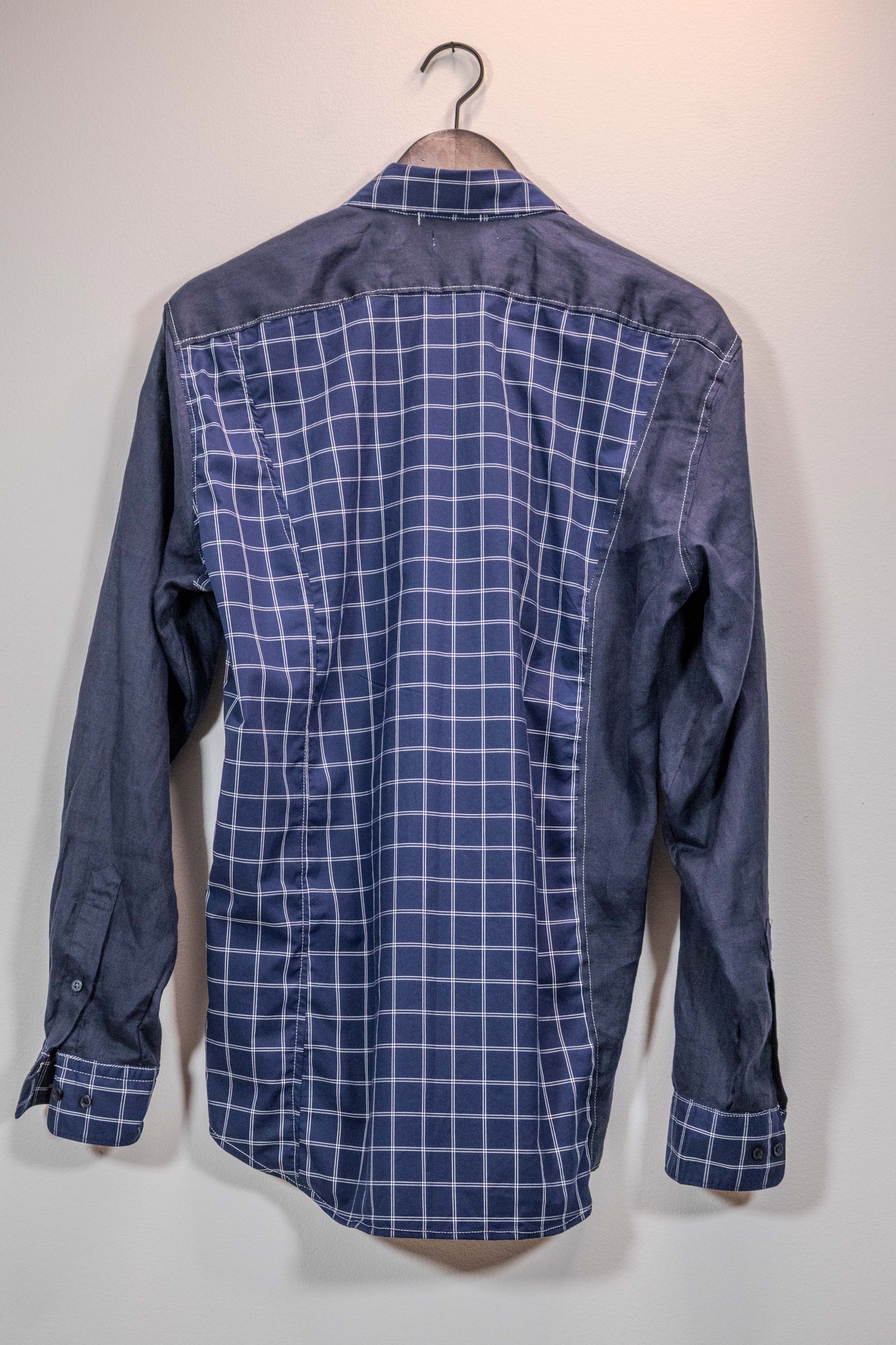 Patchwork Panel Shirt — Navy