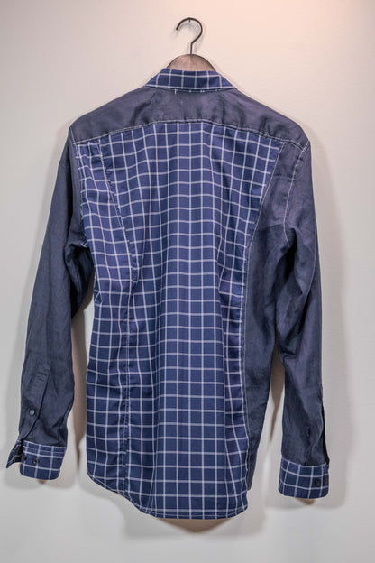 Patchwork Panel Shirt — Navy